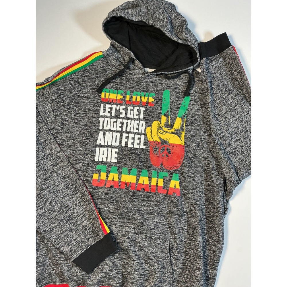 One Love Clothing Co Jamaica Heather Gray Graphic Hoodie Size 2XL